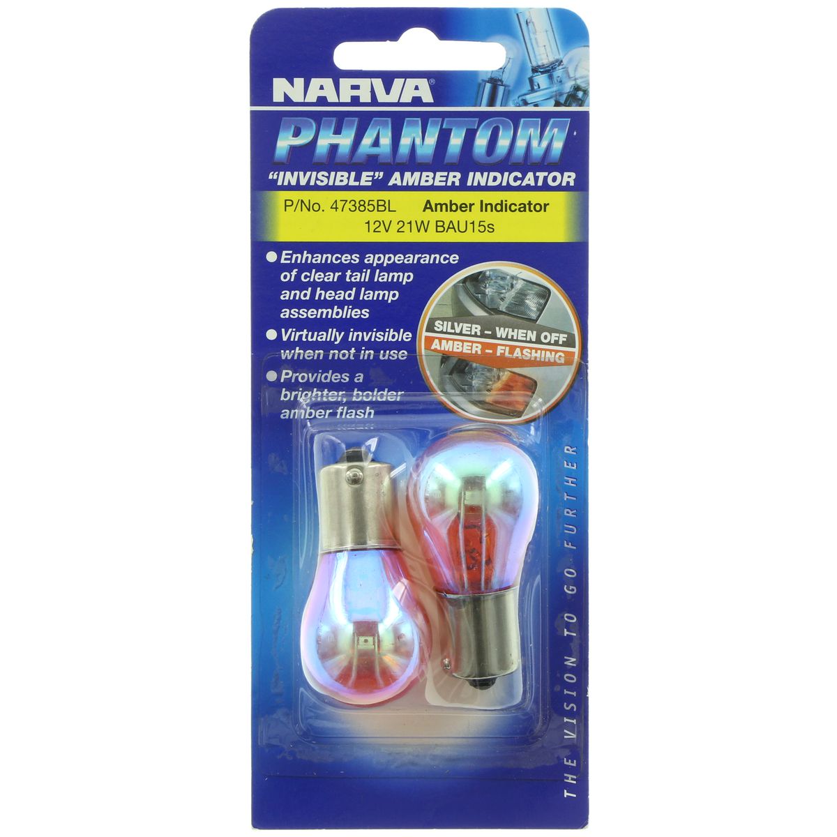 12V 21W Amber BAU15S Phantom Globes 2 Pieces - Narva