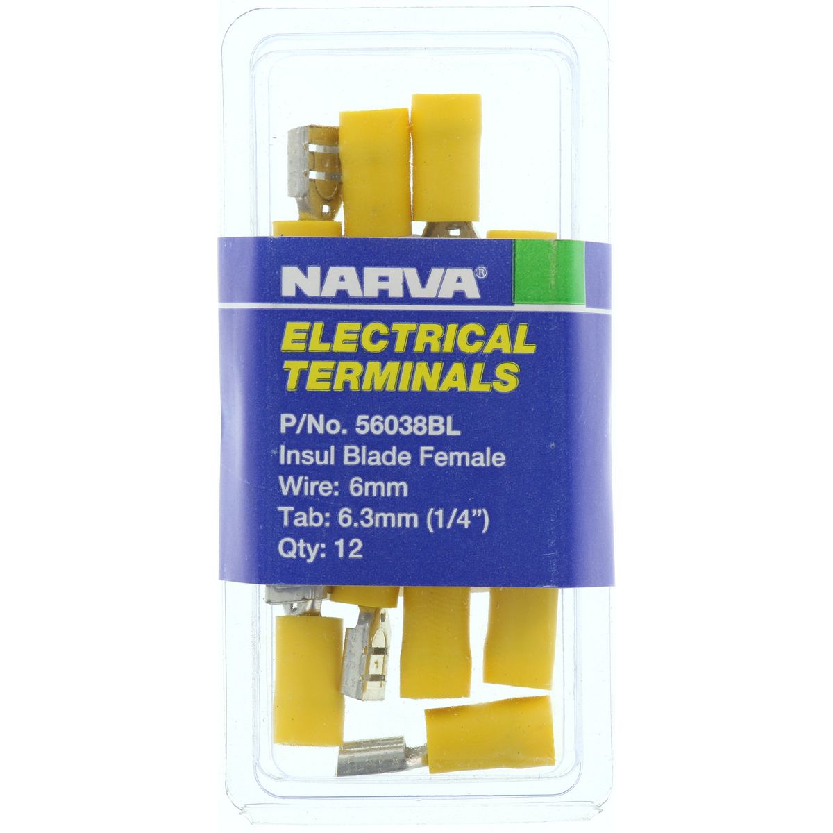 Crimp Terminal Female Blade Yellow Insulated 6.3mm 12 Pieces - Narva