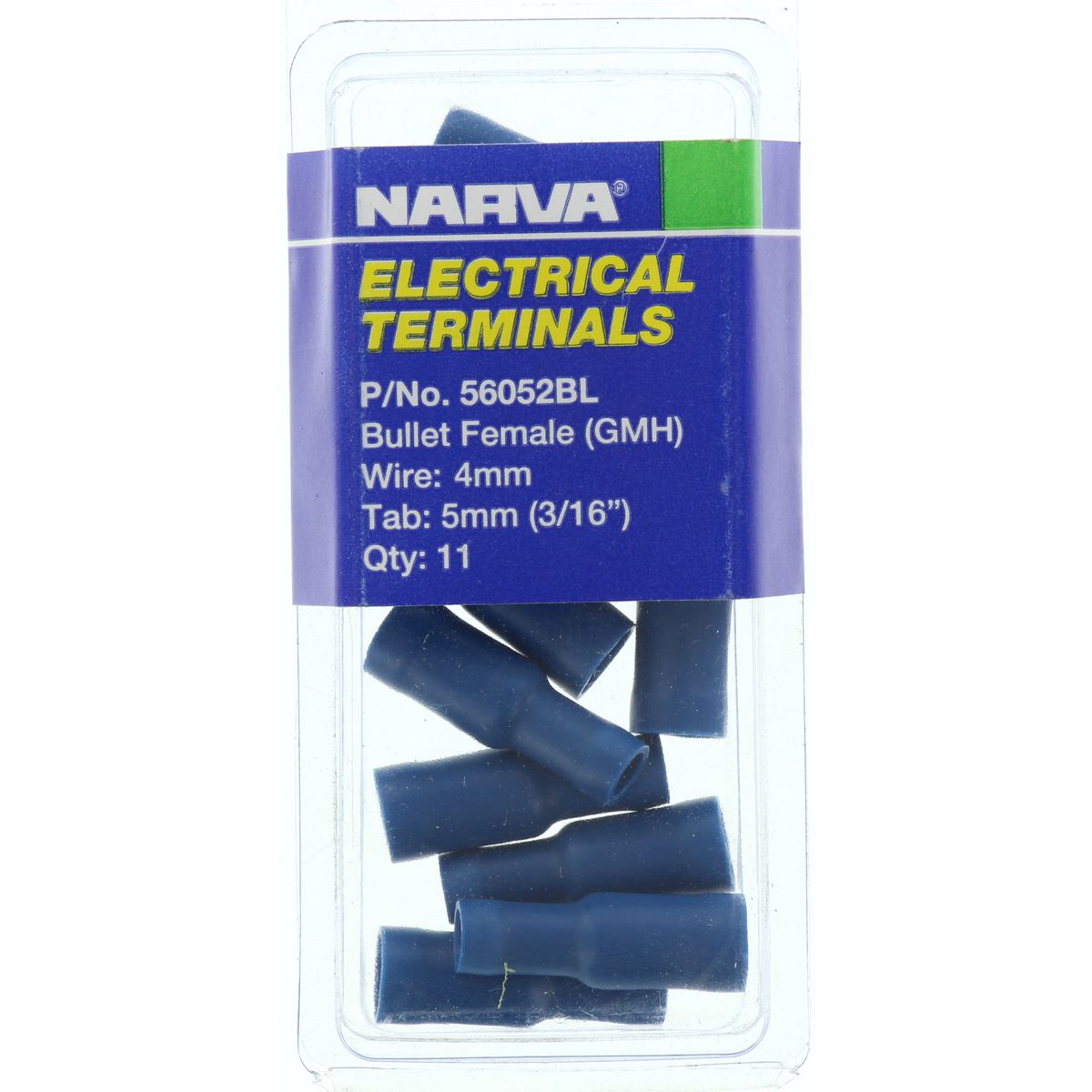 Crimp Terminal Female Bullet Blue Insulated 5mm 11 Pieces - Narva
