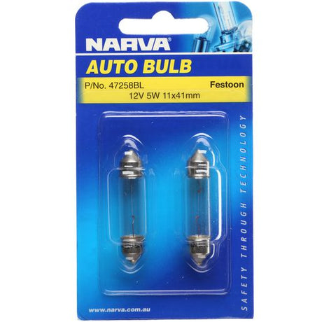 12V 5W Sv8-5.8 Festoon Globes - Narva
