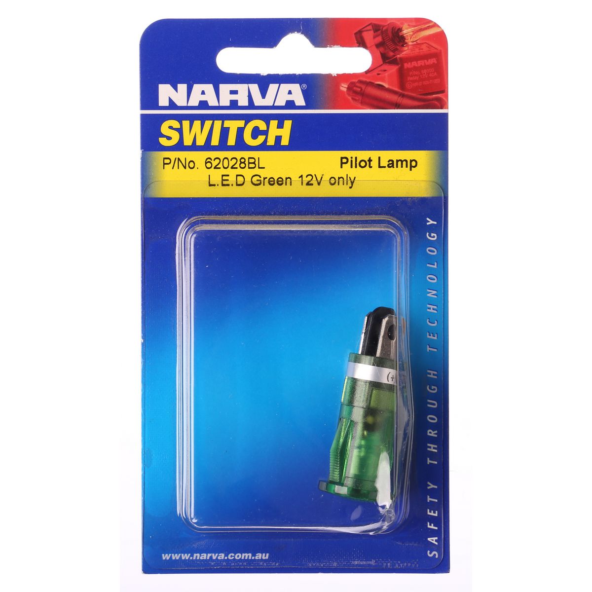 Pilot Light LED Green 12V Blade Terminals Push Fit Design - Narva