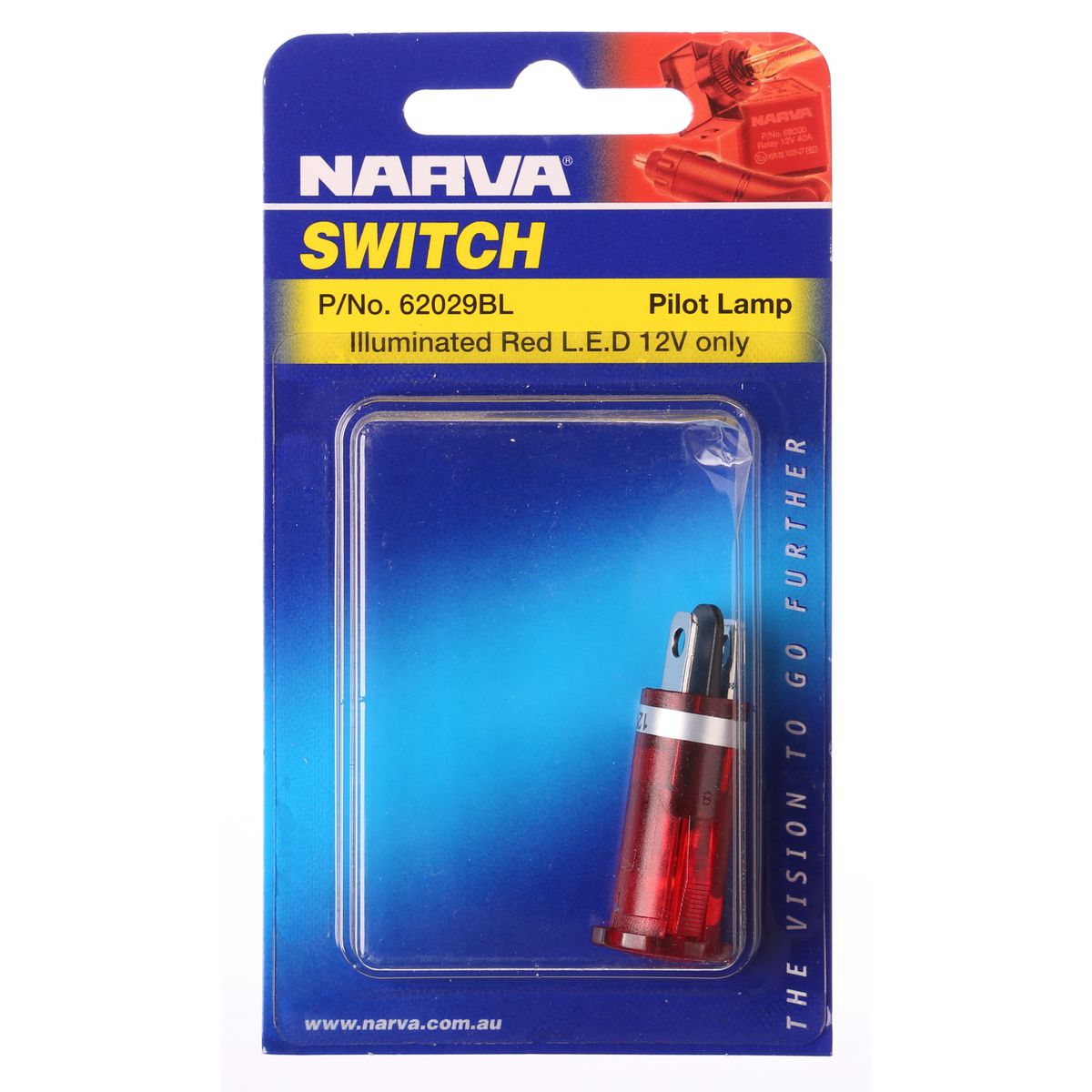 12V Pilot Light LED Red Blade Terminals Push Fit Design - Narva