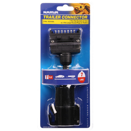 Trailer Adaptor 7 Pin Flat (Car) To 7 Pin Large Round (Trailer) - Narva