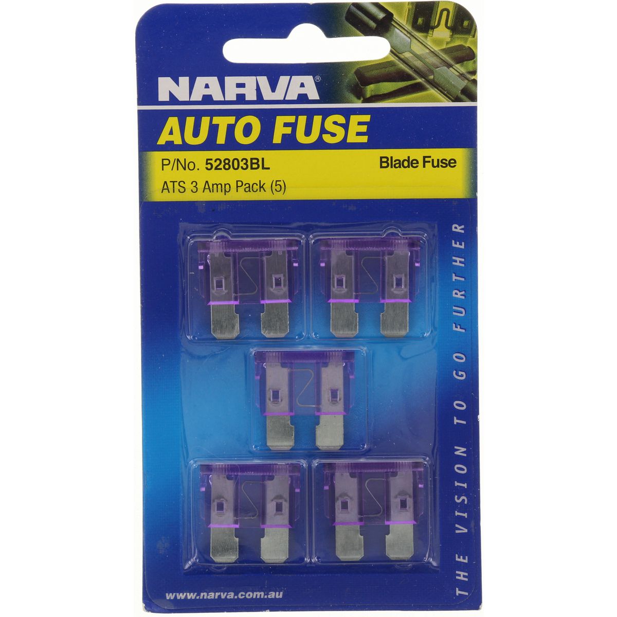 Standard Blade Fuse 3A Violet 5 Piece - Narva