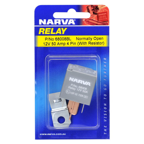 12V 50A Normally Open 4 Pin Relay With Resistor - Narva | Universal Auto Spares