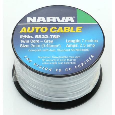 2mm Twin Core Figure 8 Speaker Cable Grey With White Trace 7M - Narva