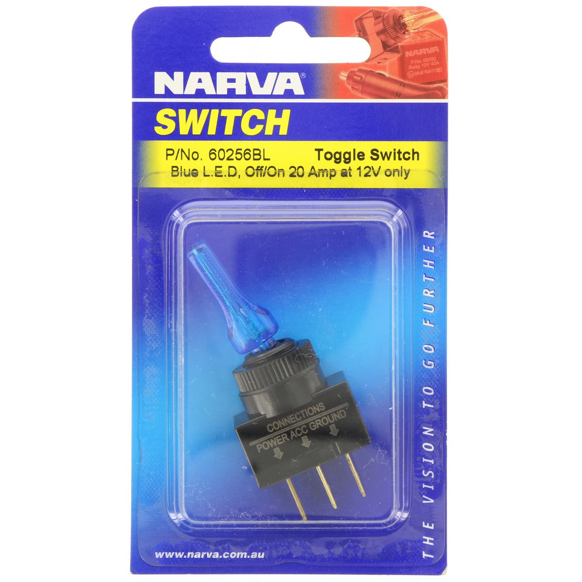 Toggle Switch Off/On SPST Blue LED 60256BL - Narva