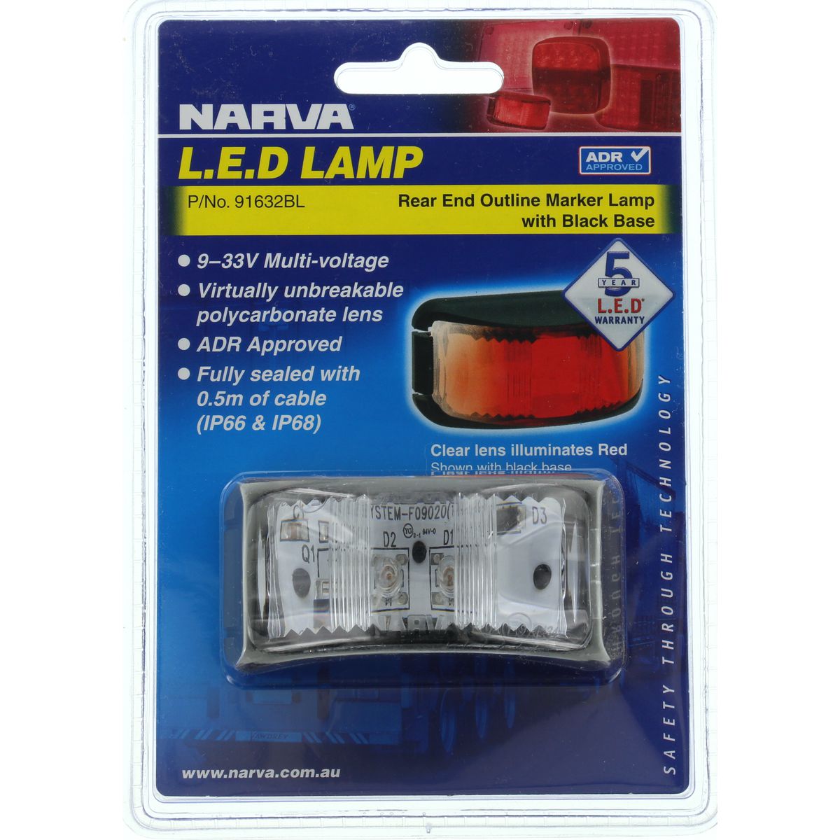 Rear Marker Light Red LED 9 to 33V - Narva