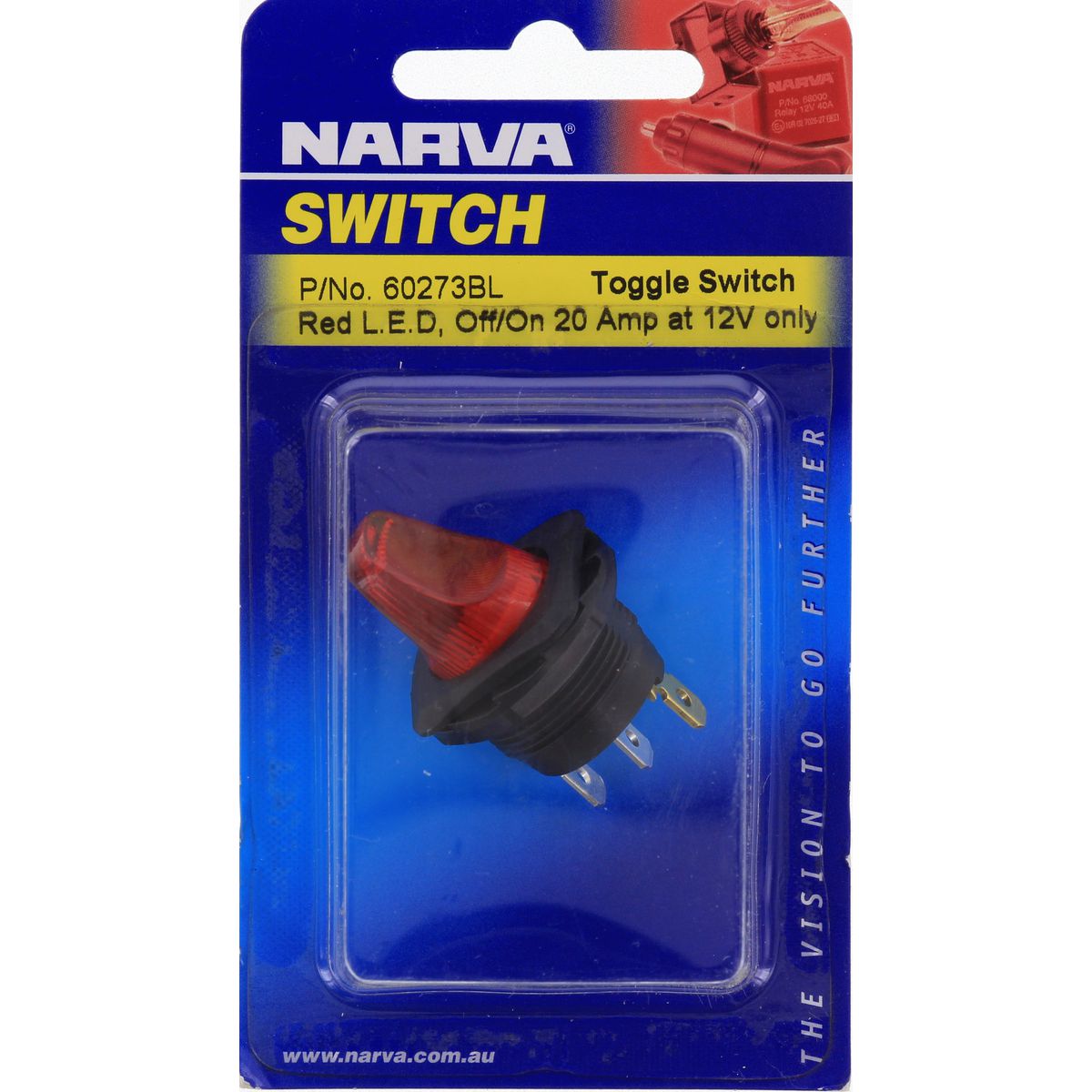 Duckbill Toggle Switch Off/On SPST Red LED 12V at 20A - Narva