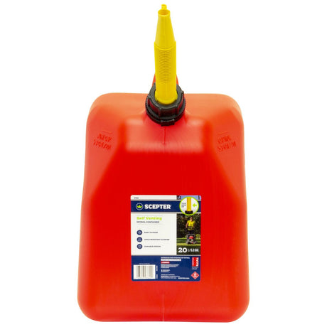 Fuel Can 20L Red Plastic Squat - Scepter