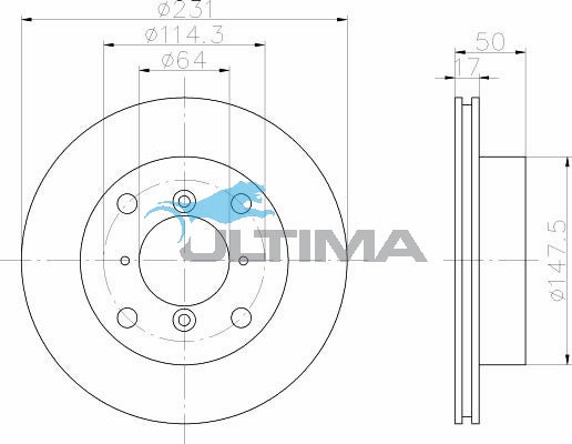 Brake Disc Rotor Front Fits Barina MF, MH AAP022 - Ultima