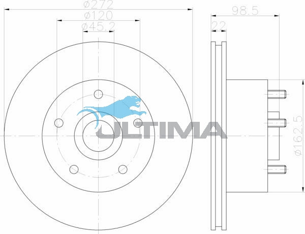 Brake Disc Rotor Front Fits Commodore VP Non-ABS 5/92 - 9/92 AAP025 - Ultima