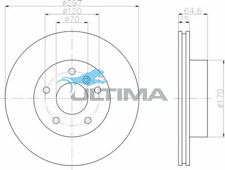 Brake Disc Rotor Front (F) Fits Range Rover 4.0, 4.6L V8 AAP092 - Ultima