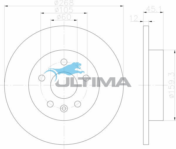 Brake Disc Rotor (R) Fits Holden Cruze JG 15" Wheels 5/09 - On 268MM AAP2013 - Ultima
