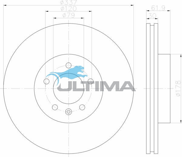 Front Rotor (F) Fits Discovery III 4.4L, V8 2004-on AAP2094 - Ultima