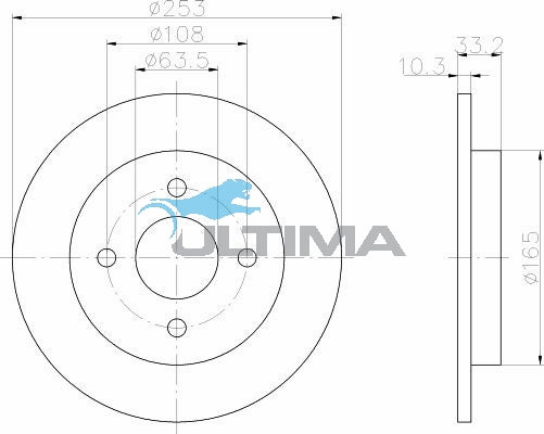 Brake Disc Rotor (R) Fits Focus LR 1.8, 2.0L 2002-2005 AAP2109 - Ultima