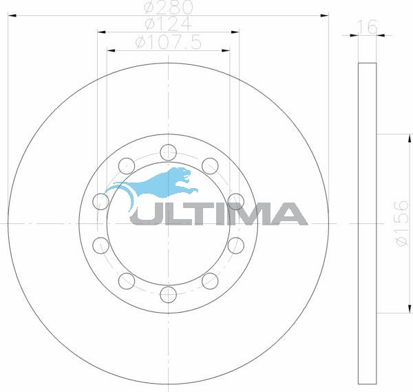 Brake Drum Rear (R) Fits Transit VM 07/2006 on 108mm CTR HOLE GEOMET COATED AAP2133 - Ultima