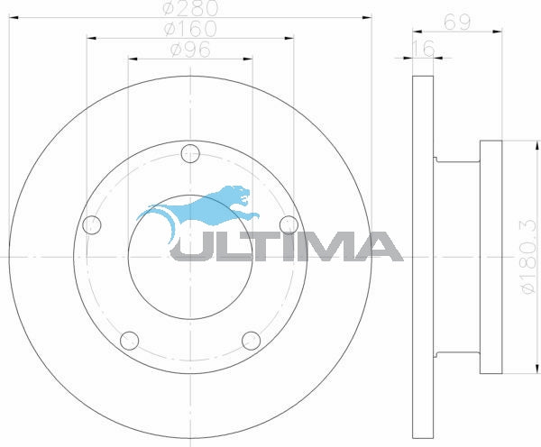 Brake Disc Rotor (R) Fits Ford Transit 10/06 - 12/12 Various Models Geomet Coated AAP2135 - Ultima