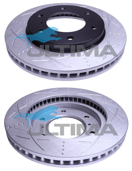 Brake Disc Rotor Front (BLK, UNI-SLOTTED) Fits TRITON 4x2, 4x4 2007-12/2018 AAP2208S - Ultima
