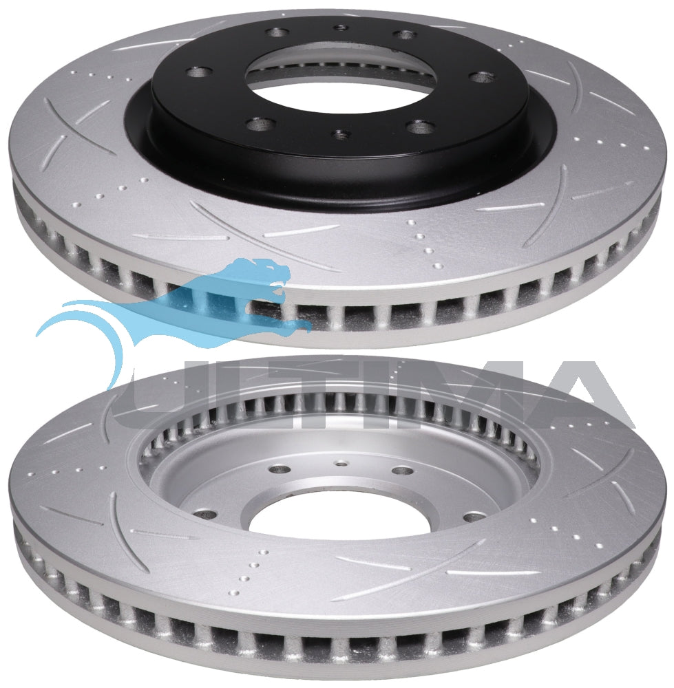 Brake Disc Rotor Front BLK UNI-DIRECTIONAL SLOTTED Fits TRITON 4x2, 4x4 MR 2019 on PAJERO SPORT 2015 ON 320mm Rotor AAP2234S - Ultima