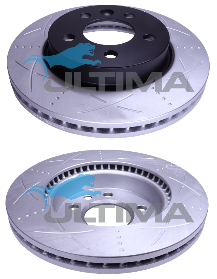Brake Disc Rotor Front (BLK, SLOTTED) Fits VW AMAROK 2011- 302MM GEOMET COATED AAP2238S - Ultima