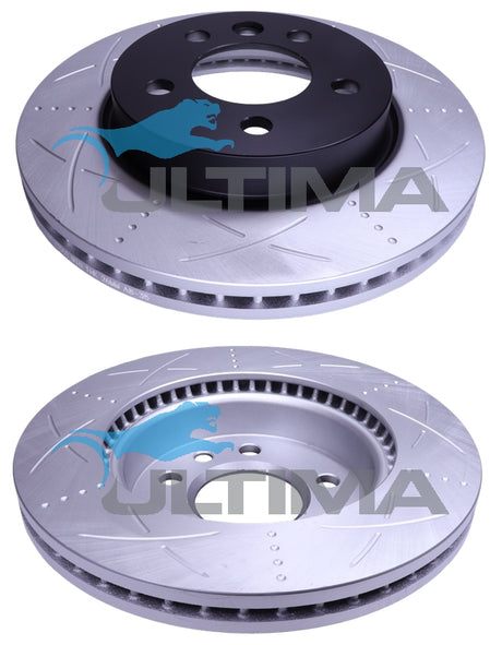 Brake Disc Rotor Front (BLK, SLOTTED) Fits VW AMAROK 2011- 302MM GEOMET COATED AAP2238S - Ultima