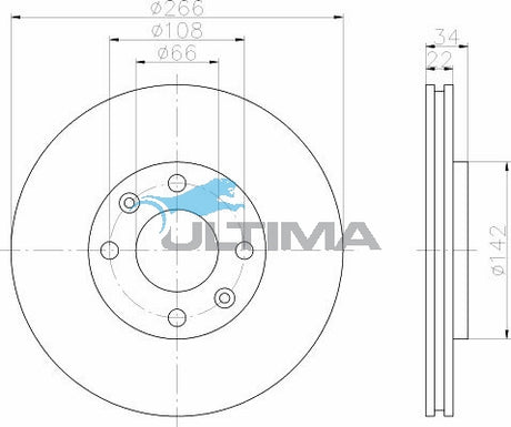 Brake Disc Rotor Front Fits PEUGEOT 206 307 1.4L GEOMET COATED AAP2274 - Ultima