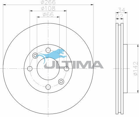 Brake Disc Rotor Front Fits PEUGEOT 206 307 1.4L GEOMET COATED AAP2274 - Ultima