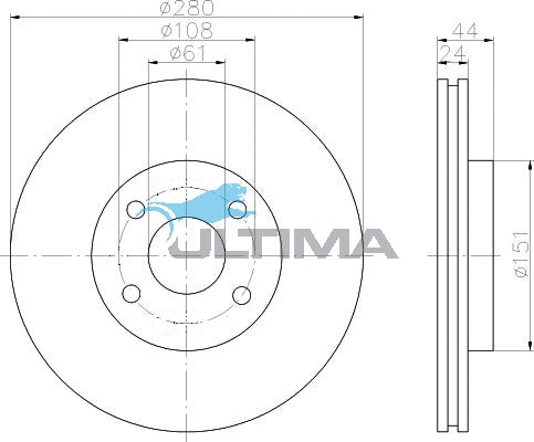 Brake Disc Rotor Front Fits CLIO, MEGANE, SCENIC 2WD 3/1999 on 4x108mm AAP2353 - Ultima