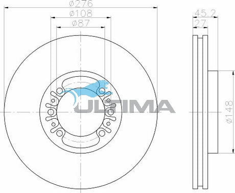 Brake Disc Rotor Front Fits PAJERO NJ, NK, NL V6 3.5L AAP236 - Ultima