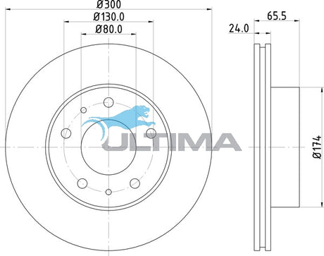 Brake Disc Rotor Front Fits FIAT DUCATO 03-07. 1-Ton 2007-ON GEOMET COATED AAP2400 - Ultima