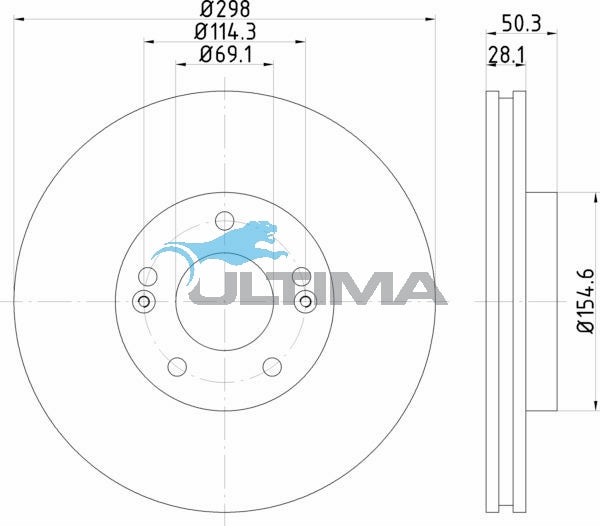 Brake Disc Rotor (Front) Fits Hyundai Santa Fe CM All Models 9/06 Onwards AAP2462 - Ultima