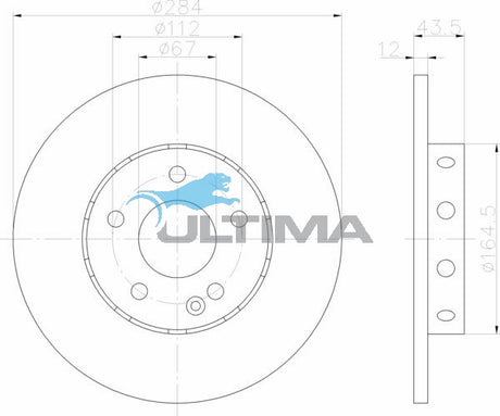 Brake Disc Rotor Front Fits Mercedes C Series W202 Diesel Up to 08/1995 AAP265 - Ultima