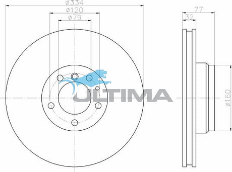 Brake Disc Rotor Front Fits BMW E38 5.4L 334MM OD AAP2670 - Ultima