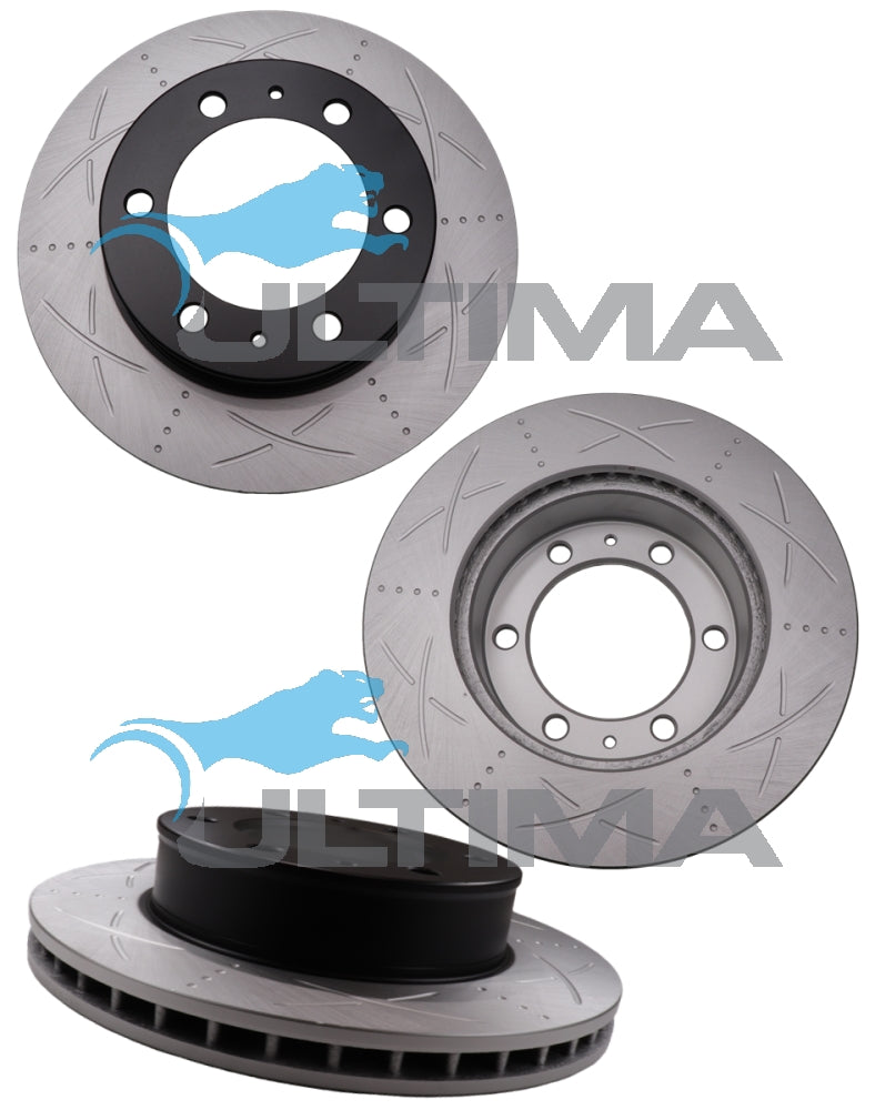 Brake Disc Rotor Front (Black Centre, Uni-Slotted) Fits Hilux GGN25, KUN26 AAP2714S - Ultima