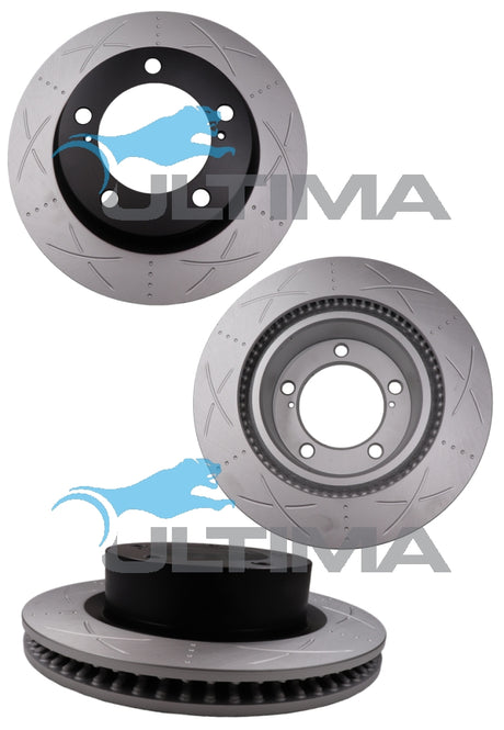 Brake Disc Rotor Front (Black, Uni-Slotted) Fits Landcruiser UZJ200, VDJ200 9/07 on GEOMET Black Hub Coated AAP2722S - Ultima