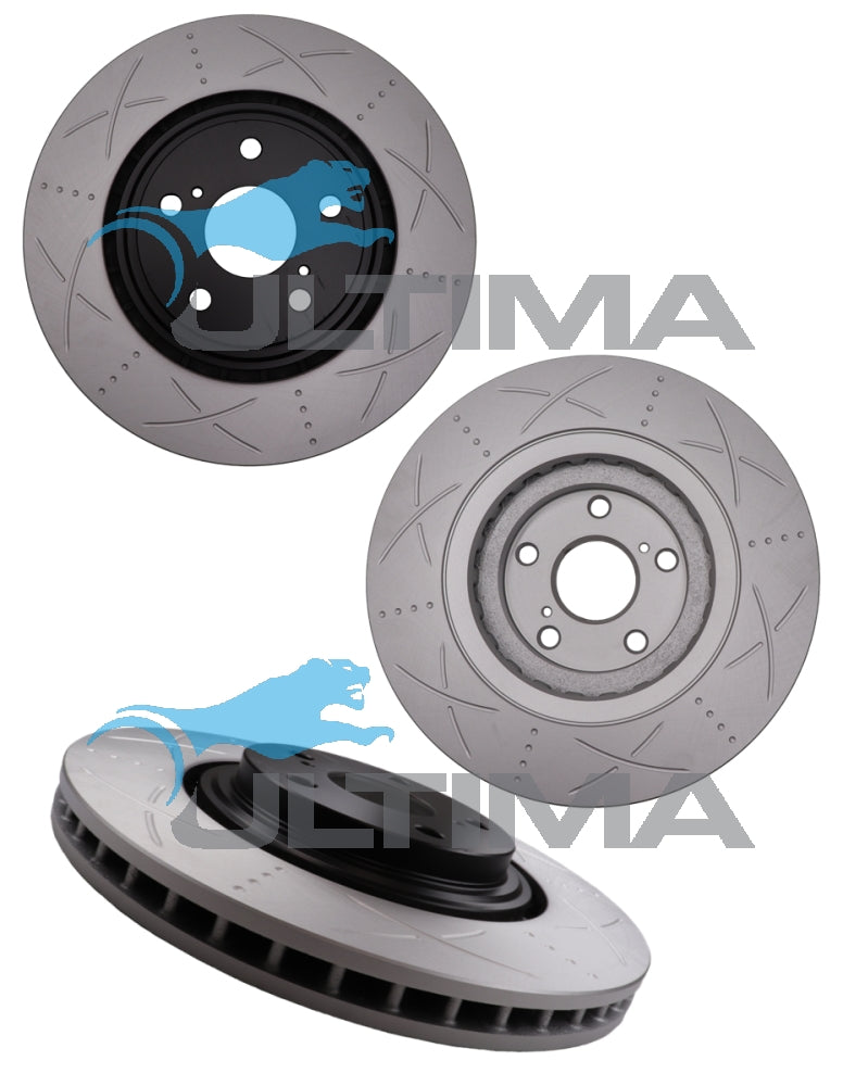 Brake Disc Rotor Front (Black, Uni-Slotted) Fits Kluger / Highlander 4WD/FWD AAP2734S - Ultima