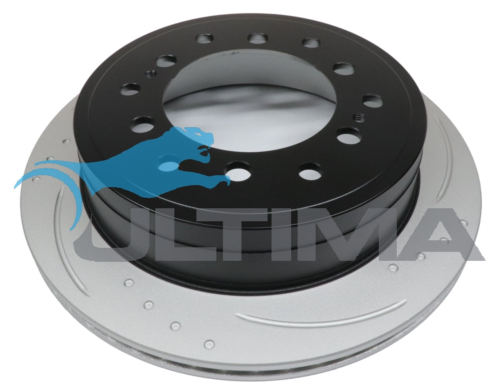 Brake Disc Rotor Rear (Black, Slotted R/H) Fits Prado 150 Series 11/09- AAP2737DSR - Ultima