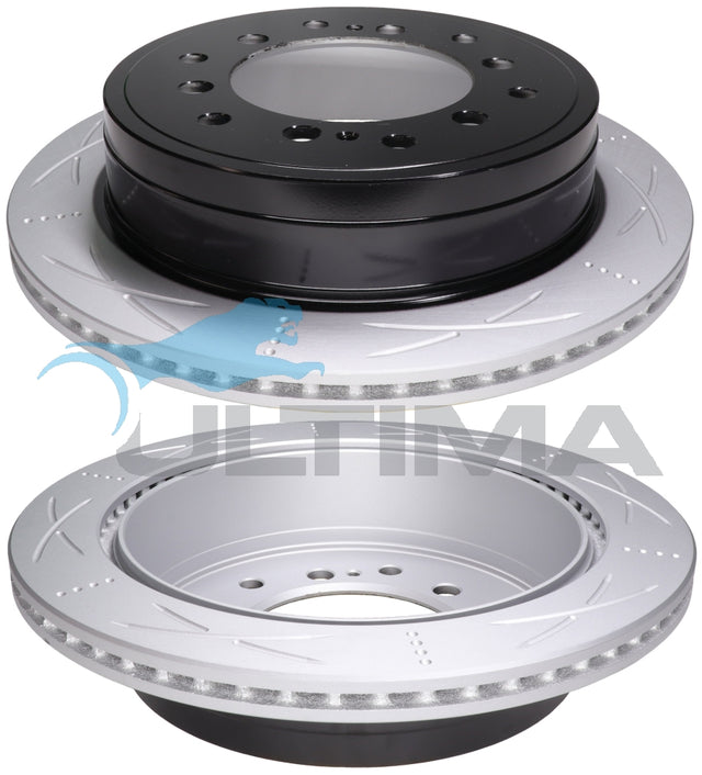 Brake Disc Rotor Rear (Black, Slotted) Fits Prado 150 Series 11/09- AAP2737S - Ultima