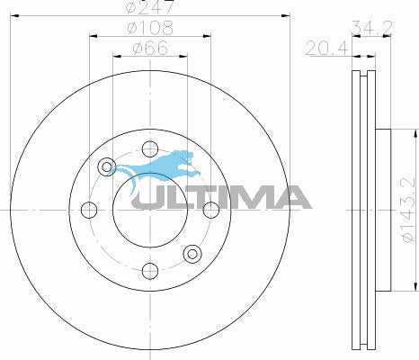 Brake Disc Rotor Front Fits Peugeot 205, 206, 306 AAP273 - Ultima