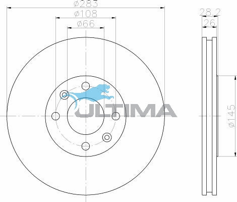 Brake Disc Rotor Front Fits Peugeot 406 AAP277 - Ultima