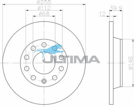 Rear Brake Disc Rotor Fits Audi A4 1.8i 20V 8/02 on AAP2802 - Ultima