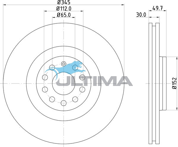 Brake Disc Rotor (Front) Fits VW Golf R32 04- Geomet Coated AAP2808 - Ultima