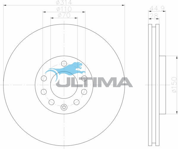 Front Brake Disc Rotor Fits Vectra ZC V6 After VIN 38047796 AAP2819 - Ultima