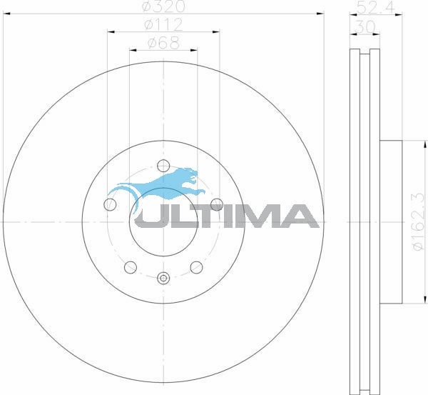 Brake Disc Rotor Front Fits Audi A4 B8 / A5 8T / Q5 8R Geomet Coated AAP2822 - Ultima