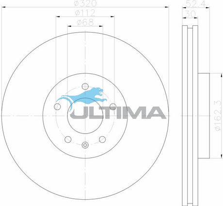 Brake Disc Rotor Front Fits Audi A4 B8 / A5 8T / Q5 8R Geomet Coated AAP2822 - Ultima