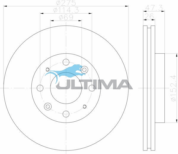 Front Brake Disc Rotor Fits Kia Cerato 2.0L DOHC 04-ON AAP2872 - Ultima