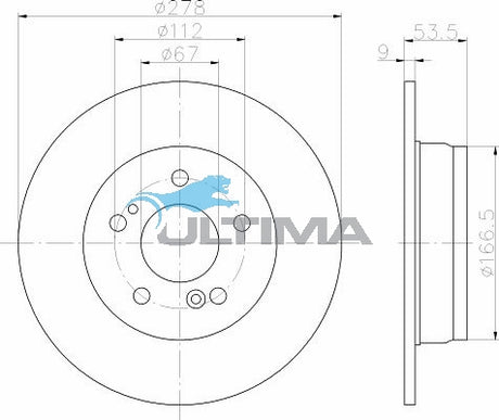 Rear Brake Disc Rotor Fits Mercedes-Benz Series SLK C180 278mm Solid AAP287 - Ultima