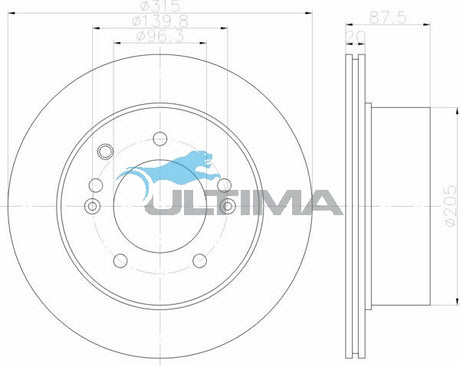 Rear Brake Disc Rotor Fits Kia Sorento 02/03 - 09/06 AAP2899 - Ultima