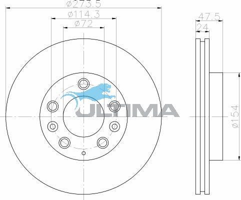 Brake Disc Rotor (Front) Fits Mazda 6 2002-On AAP2950 - Ultima